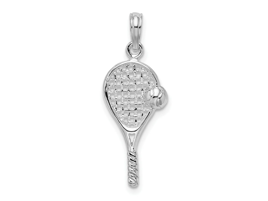 FJC Finejewelers 925 Sterling Silver Rhodium Plated Polished Tennis Racquet and Ball Charm 10 mm