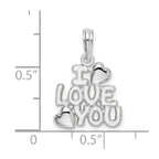 FJC Finejewelers 925 Sterling Silver Rhodium Plated Polished I LOVE YOU with Hearts Charm