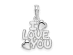 FJC Finejewelers 925 Sterling Silver Rhodium Plated Polished I LOVE YOU with Hearts Charm