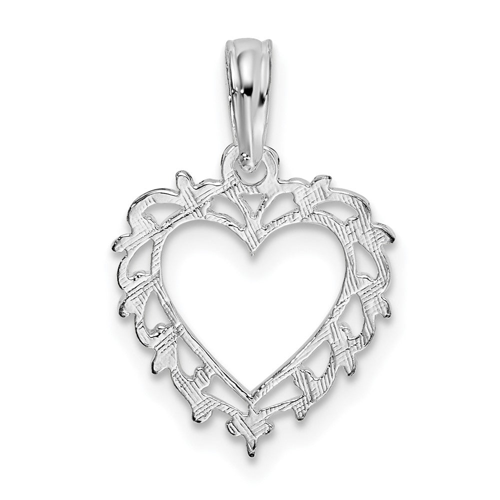 FJC Finejewelers 925 Sterling Silver Rhodium Plated Polished Lacey Edge Open Heart Charm