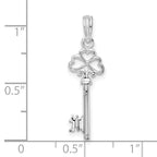 FJC Finejewelers 925 Sterling Silver Rhodium Plated Polished 3D Key with Hearts Top Charm 22 mm