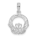 FJC Finejewelers 925 Sterling Silver Polished/Textured Claddagh Circle Charm 14 mm