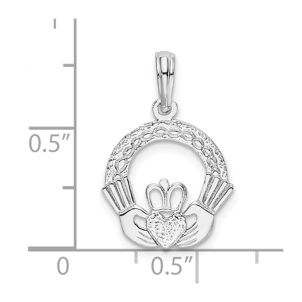 FJC Finejewelers 925 Sterling Silver Polished/Textured Claddagh Circle Charm 14 mm