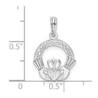FJC Finejewelers 925 Sterling Silver Polished/Textured Claddagh Circle Charm 14 mm