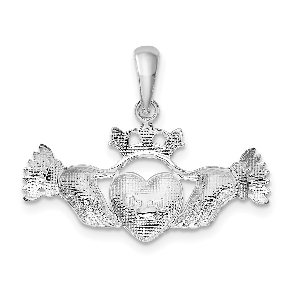 FJC Finejewelers 925 Sterling Silver Rhodium Plated Polished Claddagh Charm 25 mm