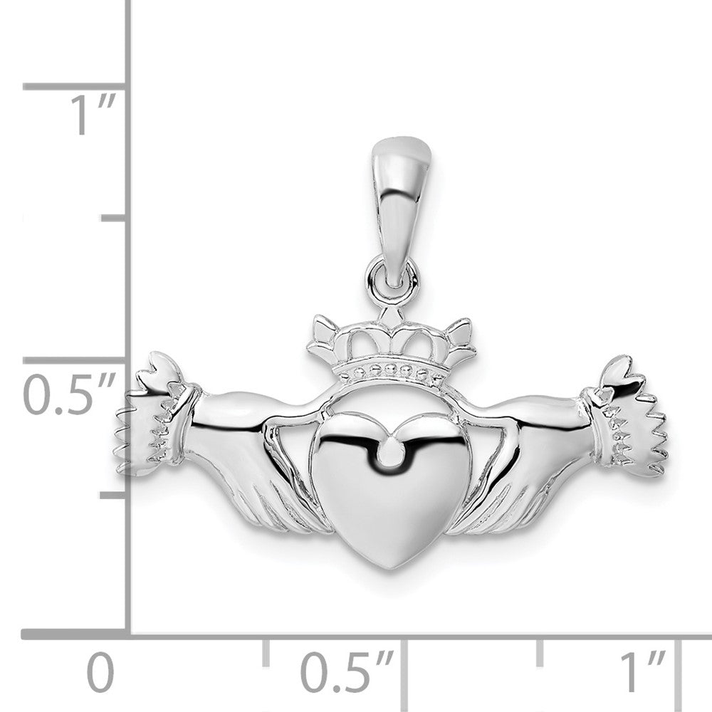 FJC Finejewelers 925 Sterling Silver Rhodium Plated Polished Claddagh Charm 25 mm