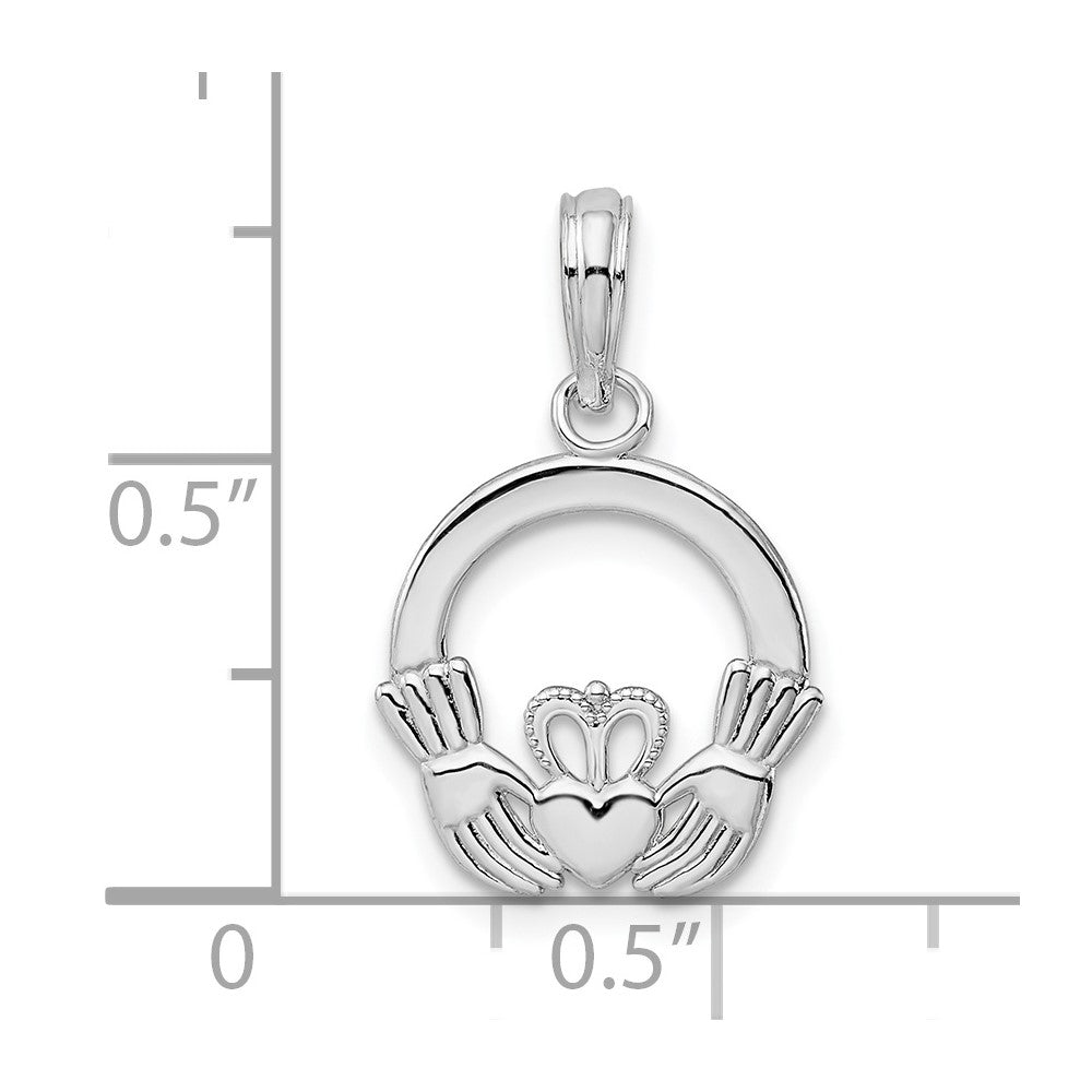 FJC Finejewelers 925 Sterling Silver Rhodium Plated Polished Claddagh Circle Charm 13 mm