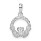 FJC Finejewelers 925 Sterling Silver Rhodium Plated Polished Claddagh Circle Charm 13 mm