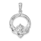 FJC Finejewelers 925 Sterling Silver Rhodium Plated Polished Large Claddagh Circle Charm 17 mm