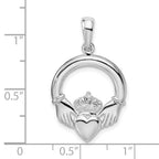 FJC Finejewelers 925 Sterling Silver Rhodium Plated Polished Large Claddagh Circle Charm 17 mm