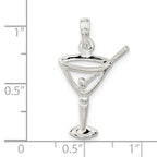 FJC Finejewelers 925 Sterling Silver Rhodium Plated Polished Cut-out Martini with Olive Charm 26 x 15 mm