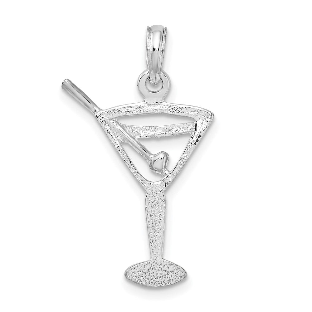 FJC Finejewelers 925 Sterling Silver Rhodium Plated Polished Cut-out Martini with Olive Charm 26 x 15 mm