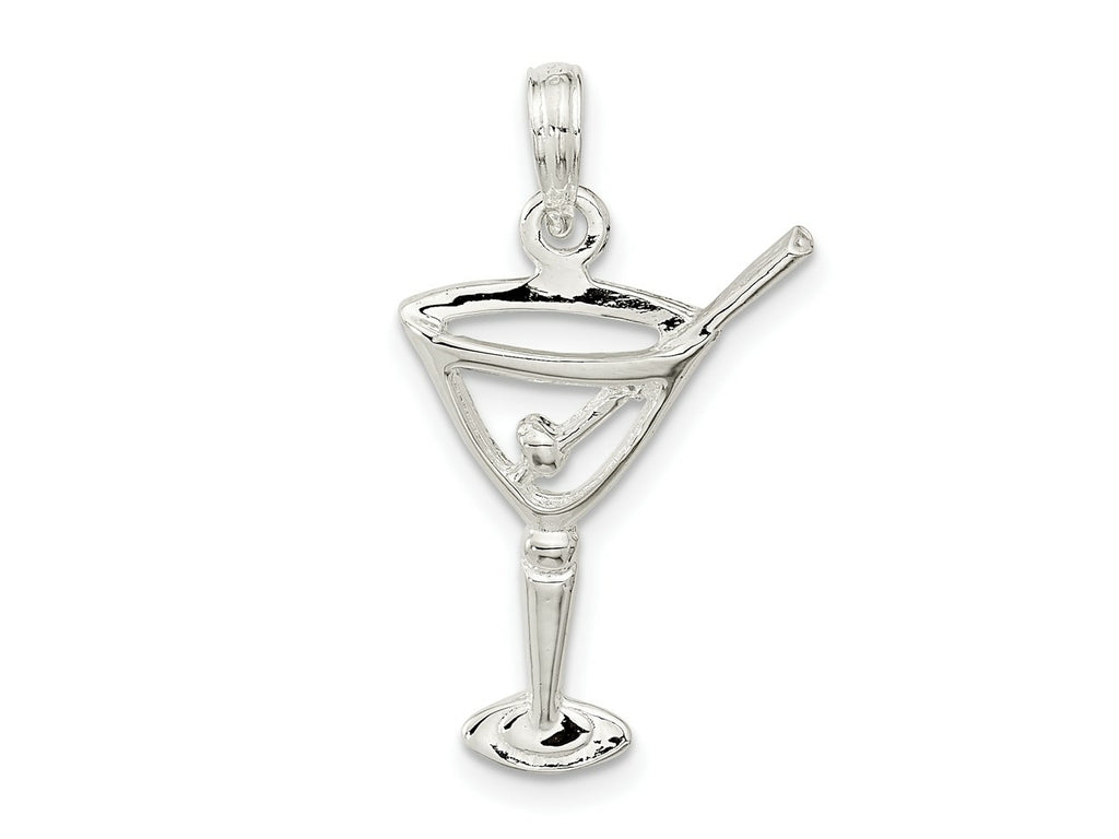 FJC Finejewelers 925 Sterling Silver Rhodium Plated Polished Cut-out Martini with Olive Charm 26 x 15 mm