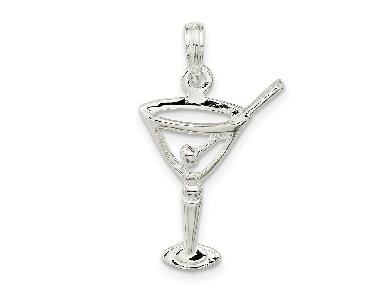 FJC Finejewelers 925 Sterling Silver Rhodium Plated Polished Cut-out Martini with Olive Charm 26 x 15 mm