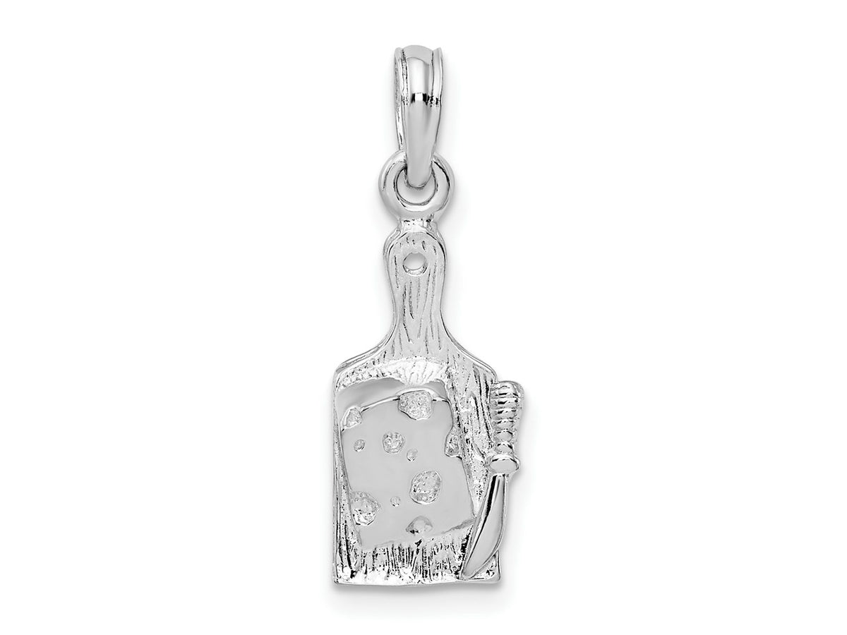 FJC Finejewelers 925 Sterling Silver Rhodium Plated Polished Cheese Board with Knife Charm 23 x 8 mm