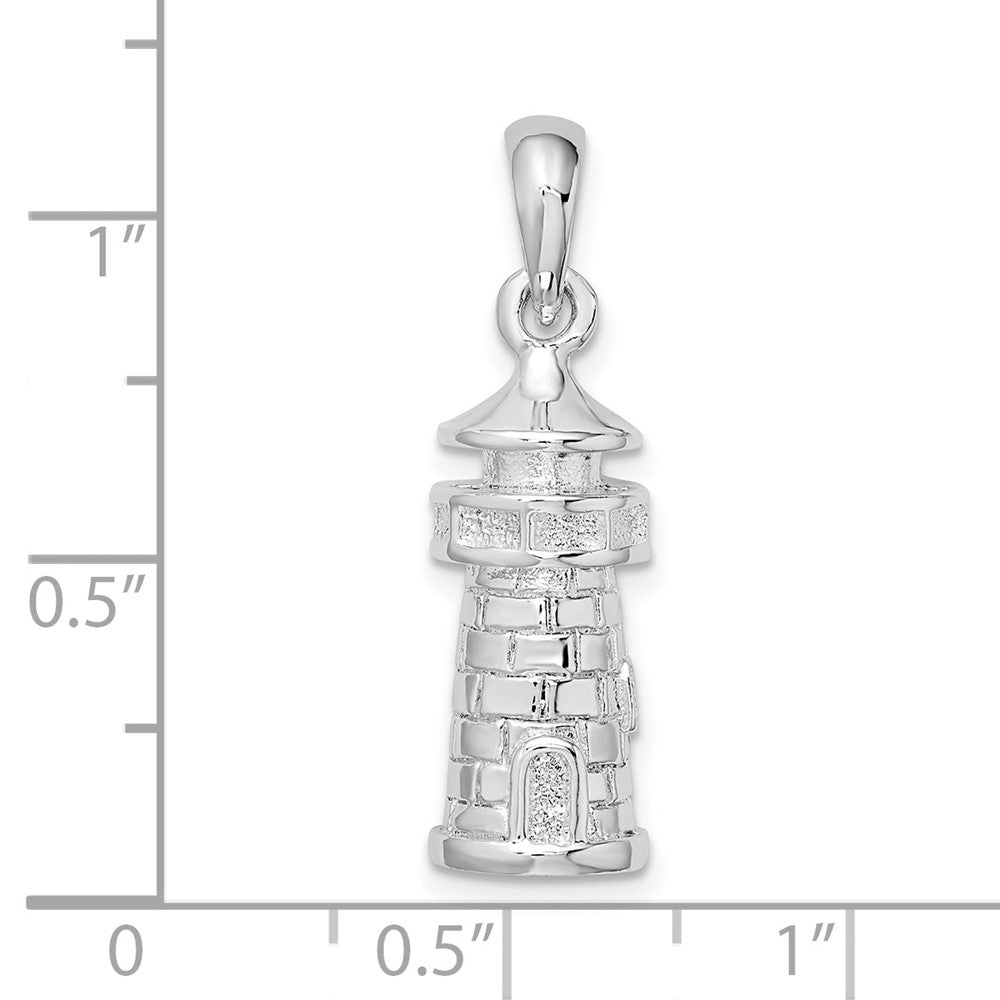 FJC Finejewelers 925 Sterling Silver Rhodium Plated Polished 3D Lighthouse Charm 28 x 8 mm