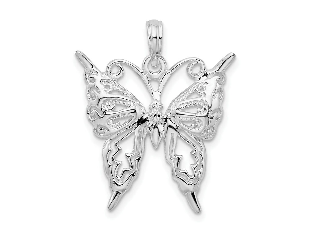 FJC Finejewelers 925 Sterling Silver Rhodium Plated Polished Cut-out Butterfly Charm 21 mm