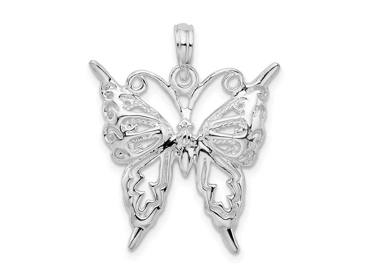 FJC Finejewelers 925 Sterling Silver Rhodium Plated Polished Cut-out Butterfly Charm 21 mm