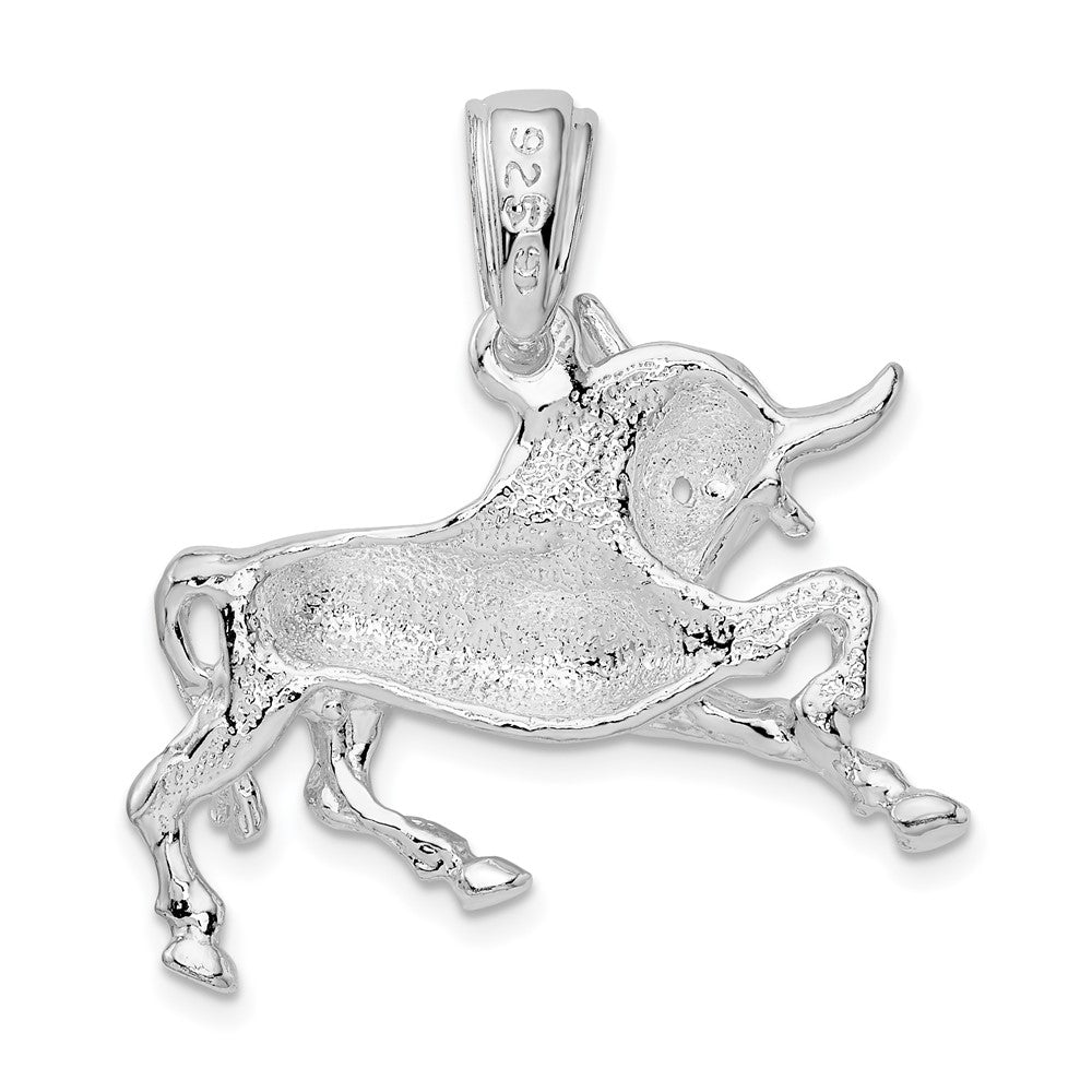 FJC Finejewelers 925 Sterling Silver Rhodium Plated Polished Raging Bull Charm 28 mm
