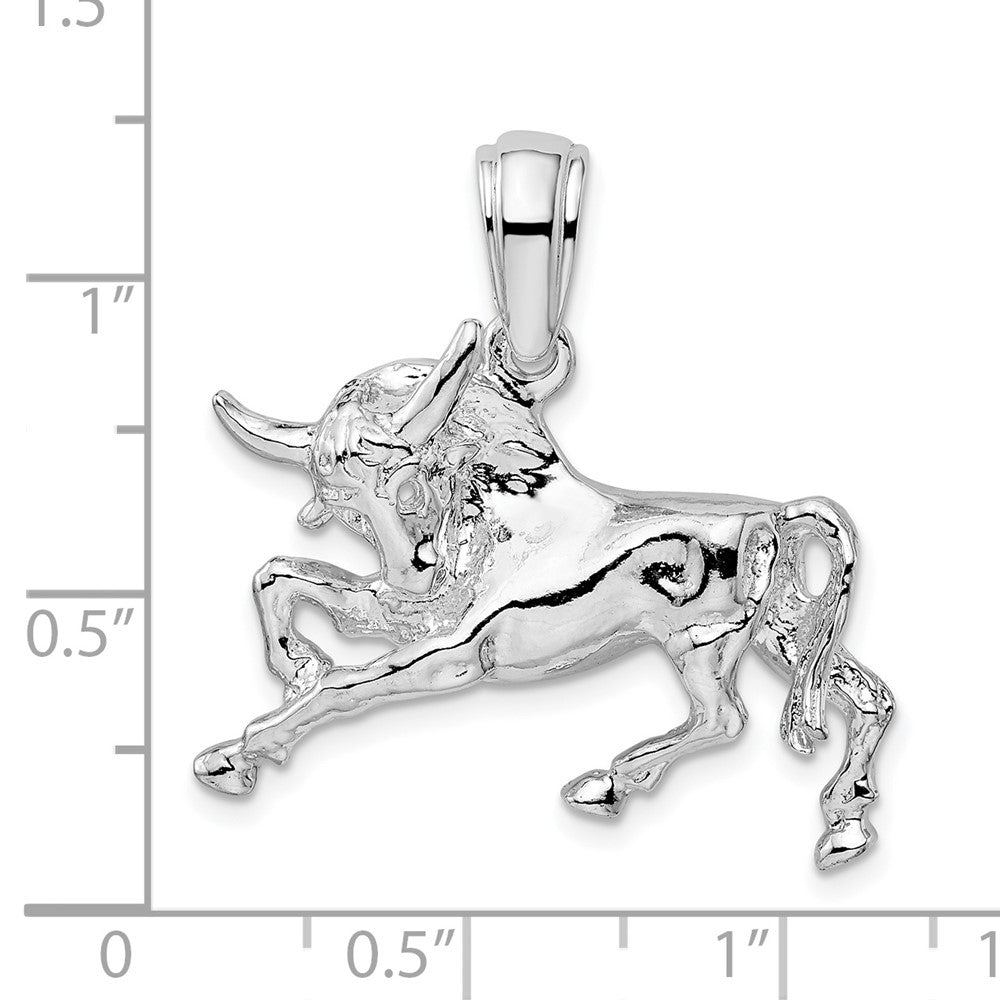 FJC Finejewelers 925 Sterling Silver Rhodium Plated Polished Raging Bull Charm 28 mm