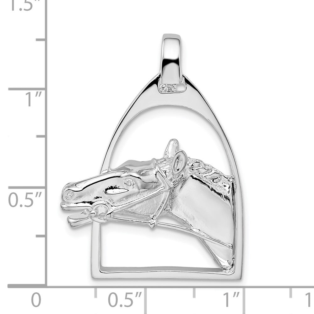 FJC Finejewelers 925 Sterling Silver Rhodium Plated Polished Horse Head with Stirrup Charm 23 mm