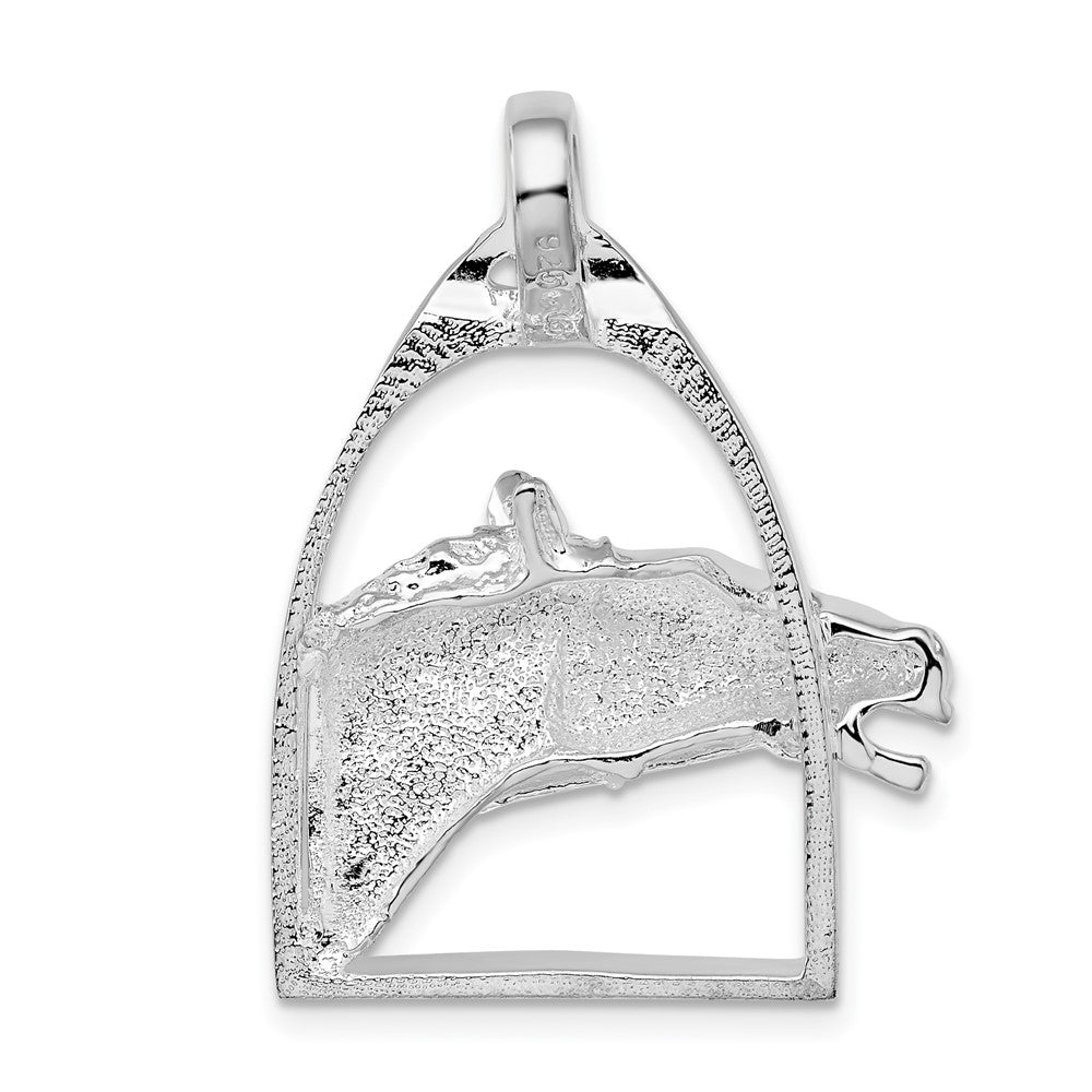 FJC Finejewelers 925 Sterling Silver Rhodium Plated Polished Horse Head with Stirrup Charm 23 mm