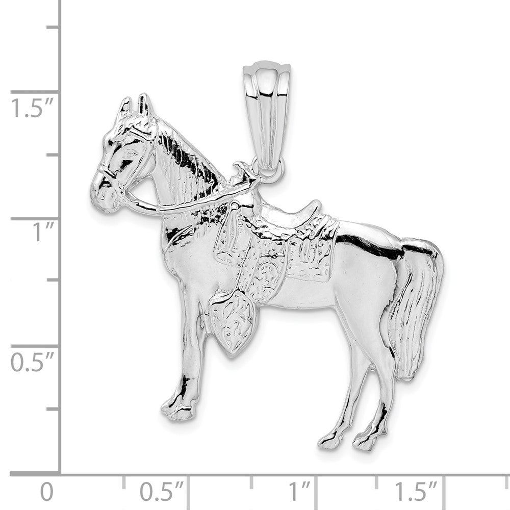 FJC Finejewelers 925 Sterling Silver Rhodium Plated Polished Horse with Saddle Charm 35 mm