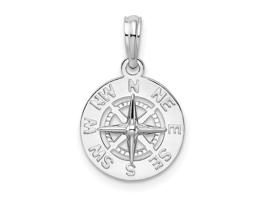 FJC Finejewelers 925 Sterling Silver Rhodium Plated Polished Mini Compass Charm 19 x 12 mm