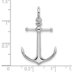 FJC Finejewelers 925 Sterling Silver Rhodium Plated Polished 3D Anchor Charm 33 x 19 mm