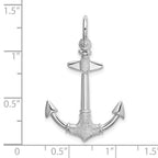 FJC Finejewelers 925 Sterling Silver Rhodium Plated Polished/Textured 3D Anchor Charm 33 x 21 mm