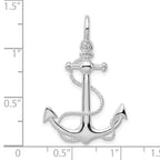 FJC Finejewelers 925 Sterling Silver Rhodium Plated Polished 3D Anchor with Rope Charm 33 x 21 mm