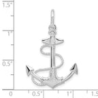 FJC Finejewelers 925 Sterling Silver d Polished/Textured 3D Anchor with Rope Charm 33 x 22 mm