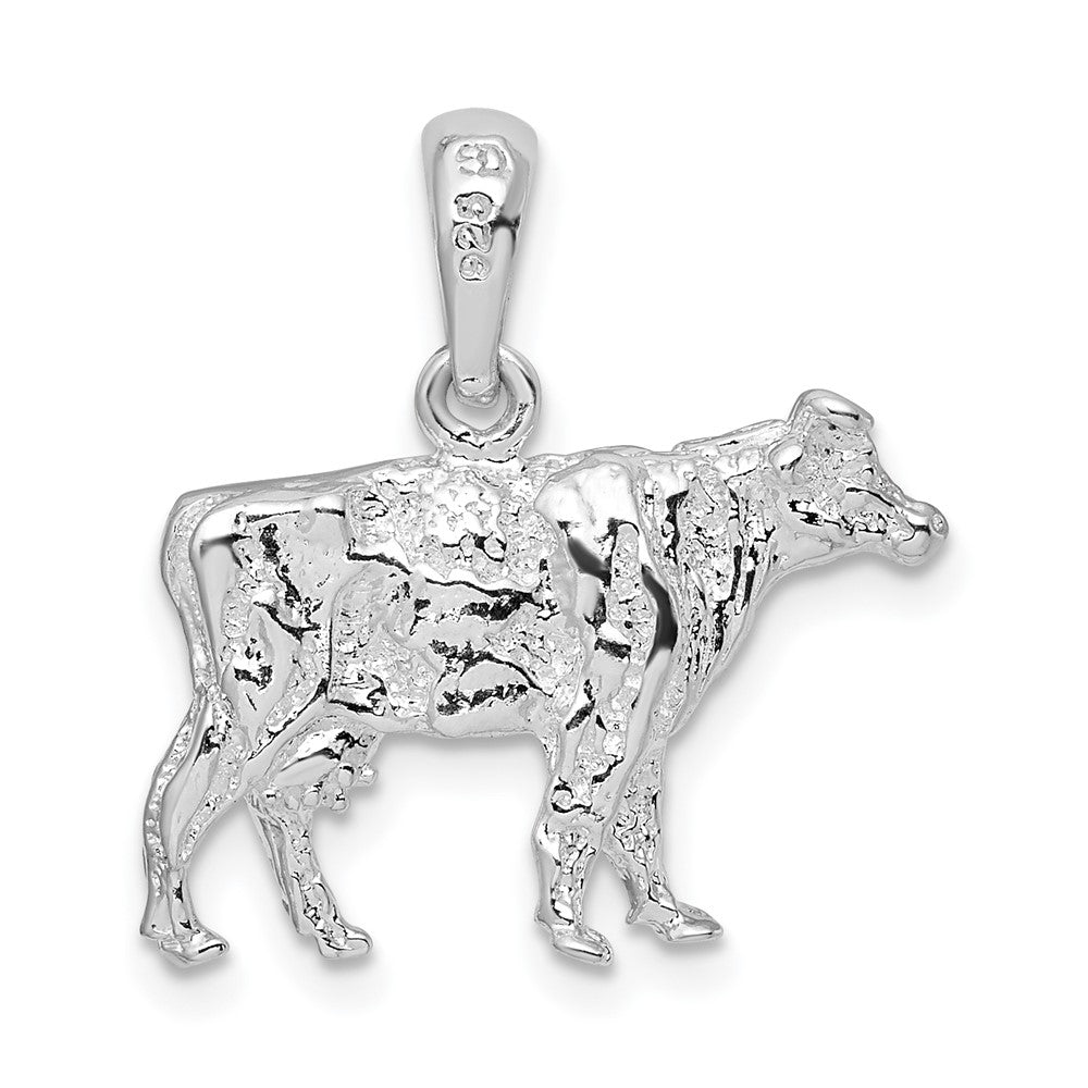 FJC Finejewelers 925 Sterling Silver Rhodium Plated Polished 3D Cow Charm 20 mm