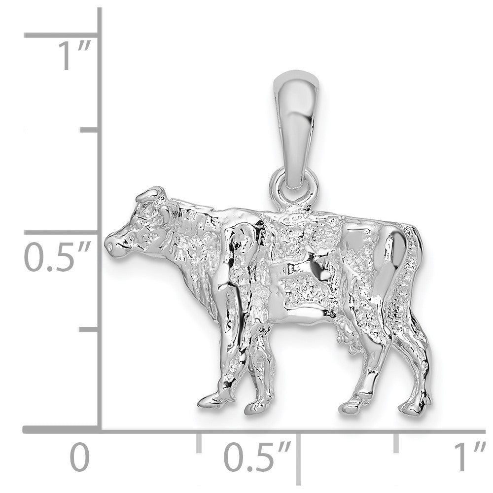 FJC Finejewelers 925 Sterling Silver Rhodium Plated Polished 3D Cow Charm 20 mm