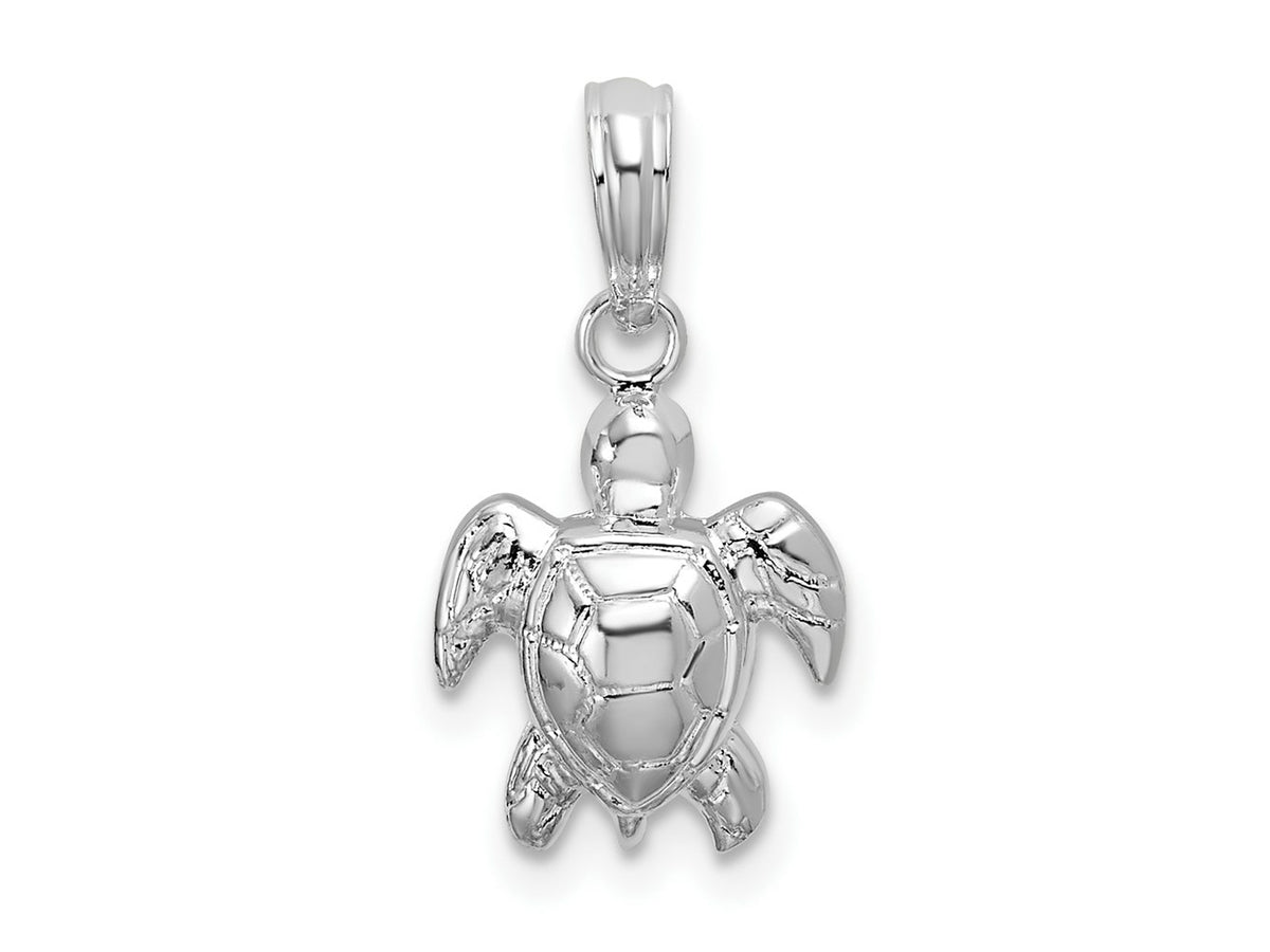 FJC Finejewelers 925 Sterling Silver Rhodium Plated Polished Mini Sea Turtle Charm 19 x 10 mm