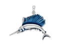 FJC Finejewelers 925 Sterling Silver Rhodium Plated Polished Enameled Sailfish Charm 34 x 40 mm