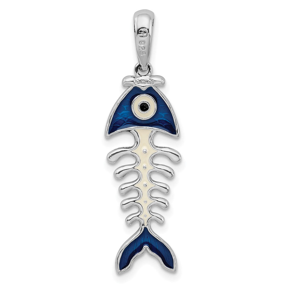 FJC Finejewelers 925 Sterling Silver Rhodium Plated Polished 3D Enameled Fishbone Charm 34 x 9 mm