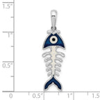 FJC Finejewelers 925 Sterling Silver Rhodium Plated Polished 3D Enameled Fishbone Charm 34 x 9 mm