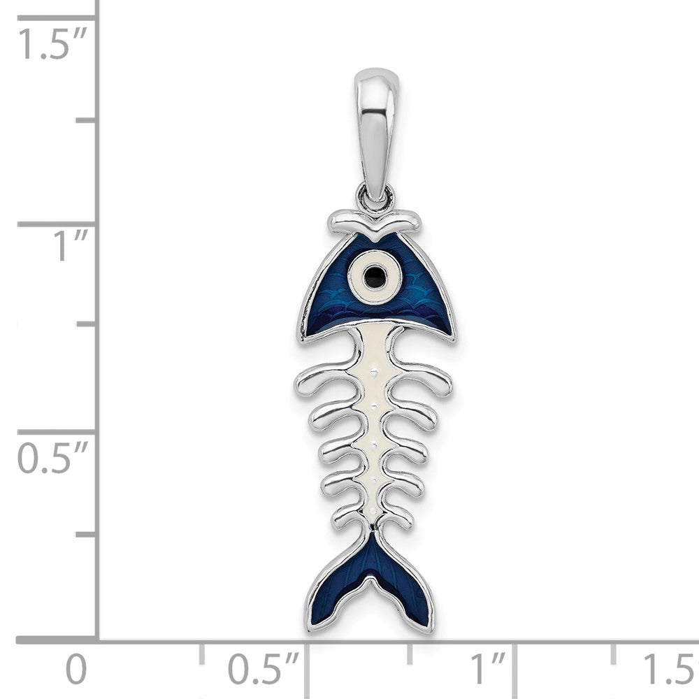 FJC Finejewelers 925 Sterling Silver Rhodium Plated Polished 3D Enameled Fishbone Charm 34 x 9 mm