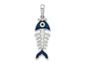 FJC Finejewelers 925 Sterling Silver Rhodium Plated Polished 3D Enameled Fishbone Charm 34 x 9 mm