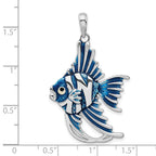 FJC Finejewelers 925 Sterling Silver Rhodium Plated Polished Enameled Angel Fish Charm 40 x 25 mm