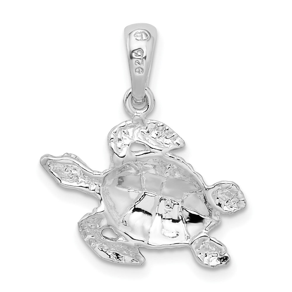 FJC Finejewelers 925 Sterling Silver Rhodium Plated Polished Enameled Sea Turtle Charm 22 x 18 mm