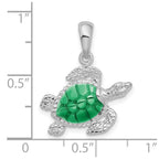FJC Finejewelers 925 Sterling Silver Rhodium Plated Polished Enameled Sea Turtle Charm 22 x 18 mm