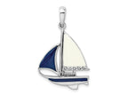 FJC Finejewelers 925 Sterling Silver Rhodium Plated Polished Enameled Sailboat Charm 32 x 19 mm