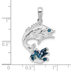 FJC Finejewelers 925 Sterling Silver Rhodium Plated Enameled Jumping Bass Fish Charm 30 x 19 mm