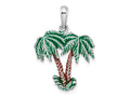 FJC Finejewelers 925 Sterling Silver Rhodium Plated Polished Enameled Palm Trees Charm 30 x 21 mm