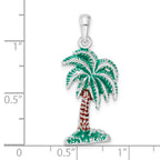 FJC Finejewelers 925 Sterling Silver Rhodium Plated Polished Enameled Palmetto Charm 31 x 12 mm