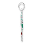 FJC Finejewelers 925 Sterling Silver Rhodium Plated Polished Enameled Palmetto Charm 31 x 12 mm
