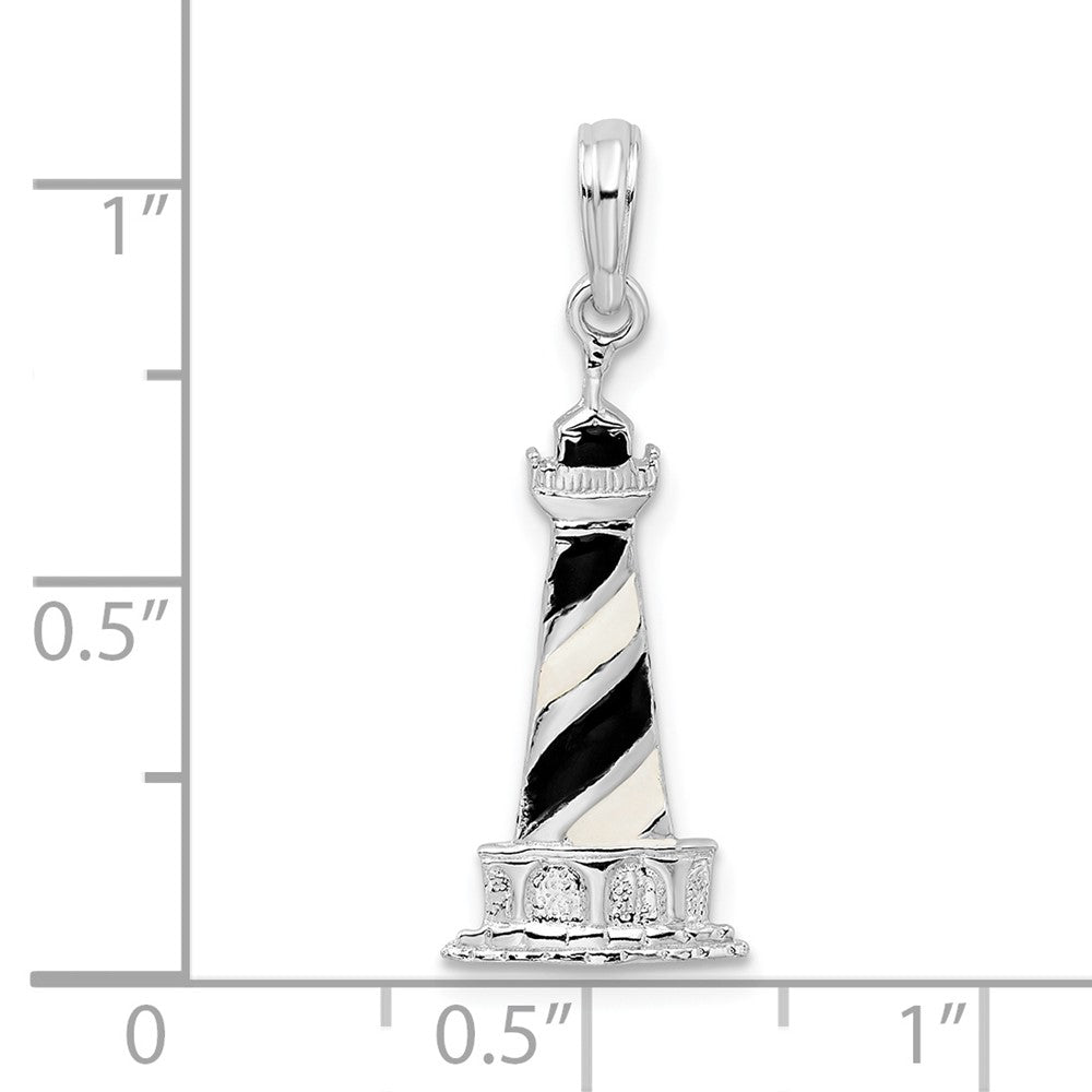 FJC Finejewelers 925 Sterling Silver d Enameled Cape Hatteras Lighthouse Charm 27 x 9 mm