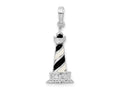 FJC Finejewelers 925 Sterling Silver d Enameled Cape Hatteras Lighthouse Charm 27 x 9 mm